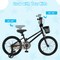 Black Metal Kids Bike with Dual Brakes and Basket, Training Wheels